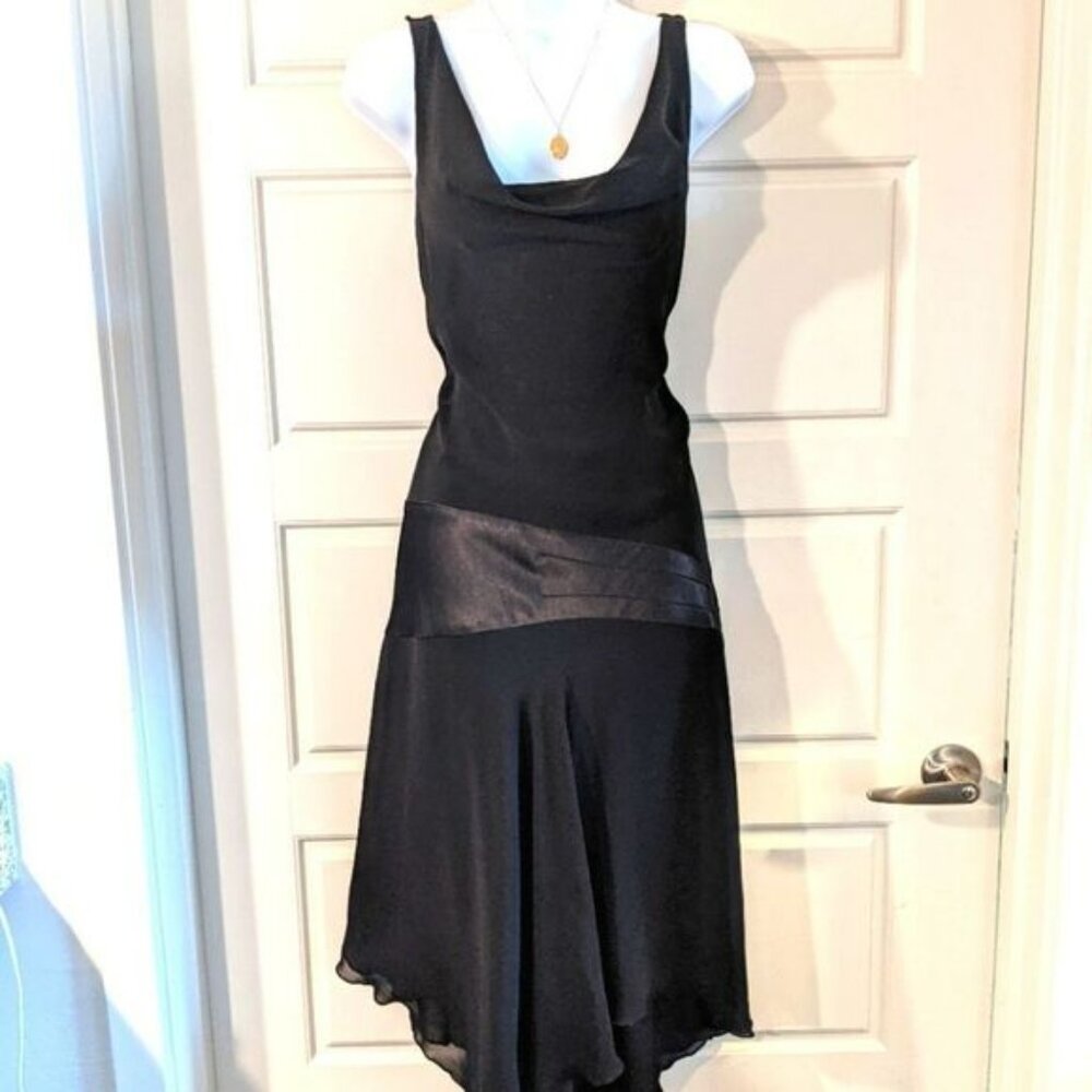 Johnathan Martin Studio Vintage Y2K Black Asymmetrical Dress with Satin Detail